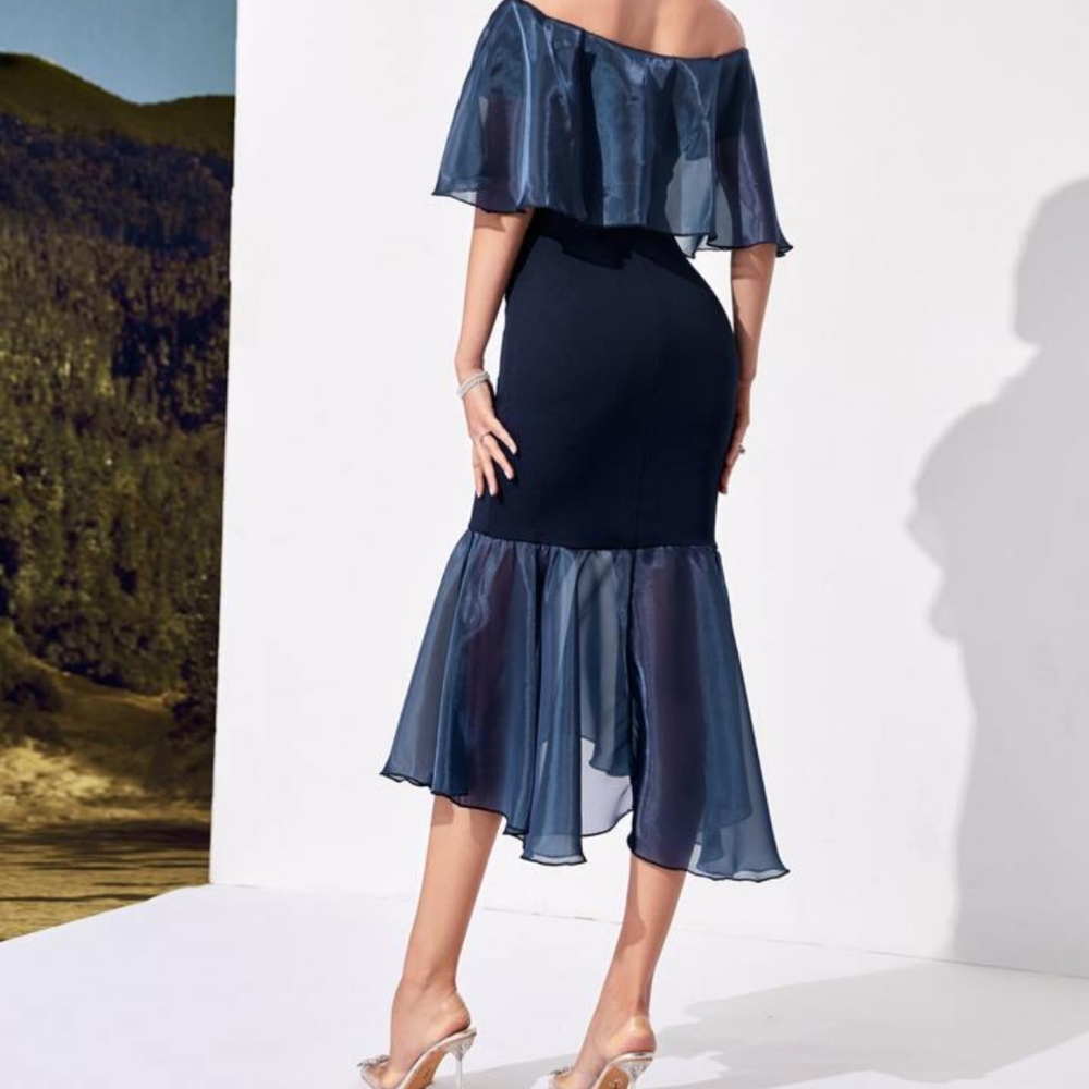 Mermaid Hem Off Shoulder Dress - Picture 2 of 4